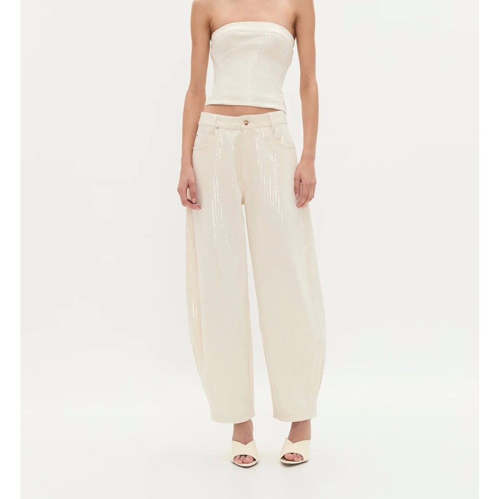 AJE white sequin jeans